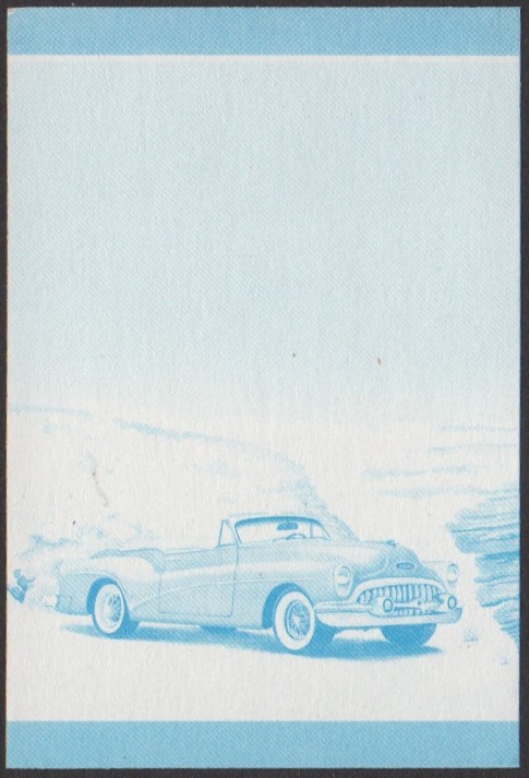 Nanumea 2nd Series 20c 1953 Buick Skylark Automobile Stamp Blue Stage Color Proof