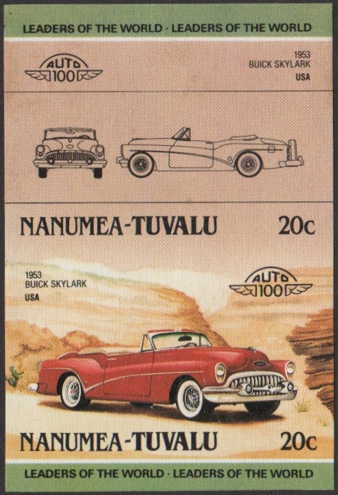 Nanumea 2nd Series 20c 1953 Buick Skylark Automobile Stamp Final Stage Color Proof