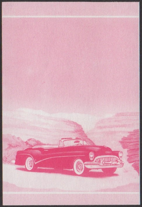 Nanumea 2nd Series 20c 1953 Buick Skylark Automobile Stamp Red Stage Color Proof