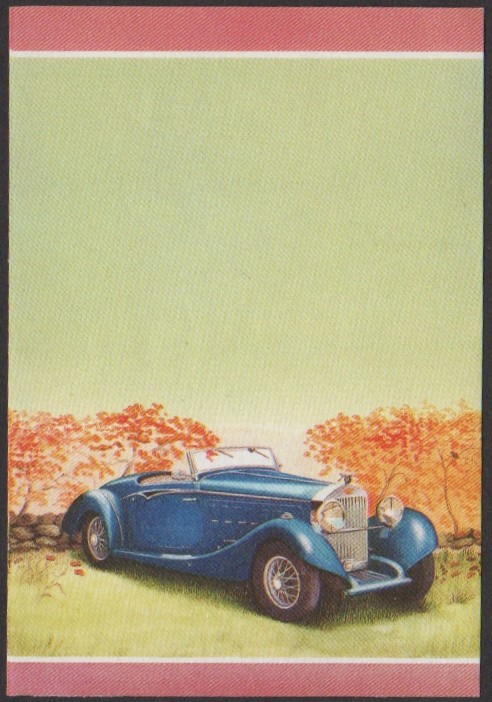 Nanumea 2nd Series 50c 1938 Hispano-Suiza V12 Saoutchik Cabriolet Automobile Stamp All Colors Stage Color Proof