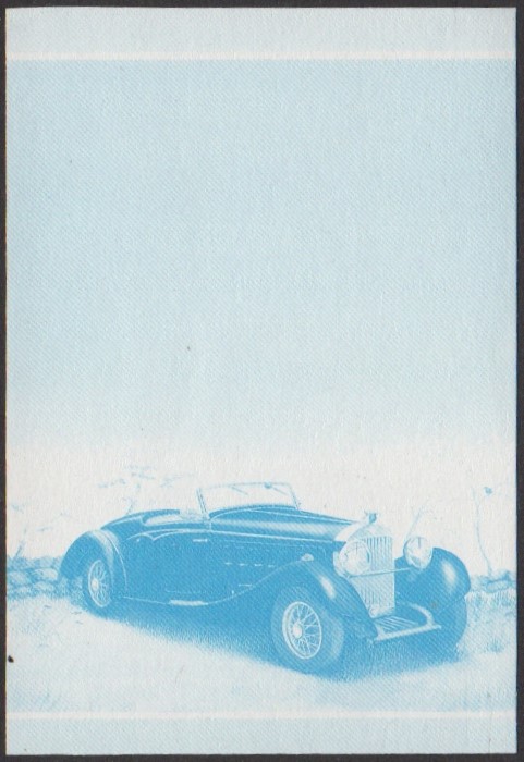 Nanumea 2nd Series 50c 1938 Hispano-Suiza V12 Saoutchik Cabriolet Automobile Stamp Blue Stage Color Proof