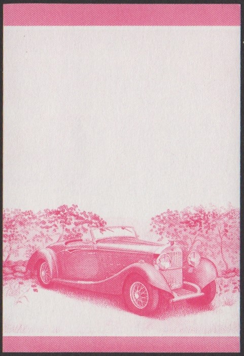 Nanumea 2nd Series 50c 1938 Hispano-Suiza V12 Saoutchik Cabriolet Automobile Stamp Red Stage Color Proof