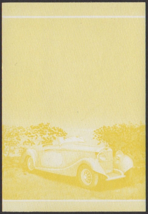 Nanumea 2nd Series 50c 1938 Hispano-Suiza V12 Saoutchik Cabriolet Automobile Stamp Yellow Stage Color Proof