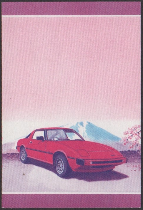 Nanumea 2nd Series 60c 1978 Mazda RX7 Automobile Stamp Blue-Red Stage Color Proof