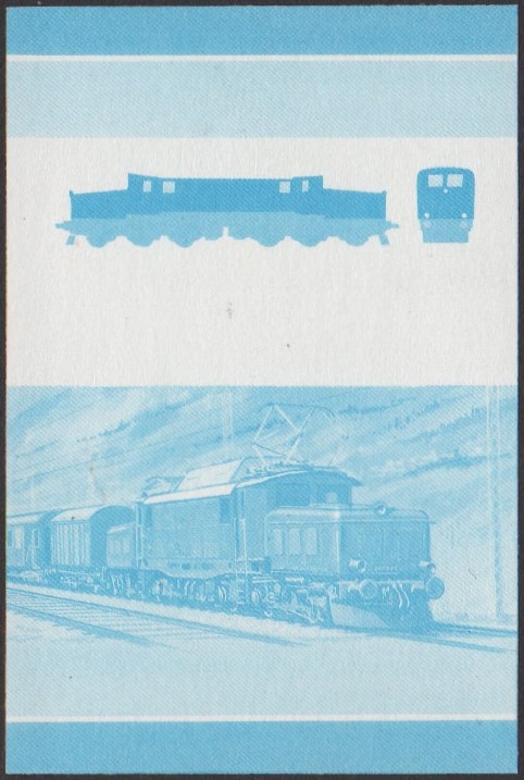 Nanumea 2nd Series 1c 1940 Class E94 Co-Co Locomotive Stamp Blue Stage Color Proof