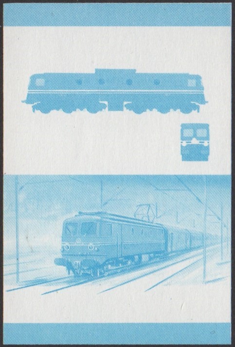 Nanumea 2nd Series 35c 1952 S.N.C.F. CC 7121 Co-Co Locomotive Stamp Blue Stage Color Proof