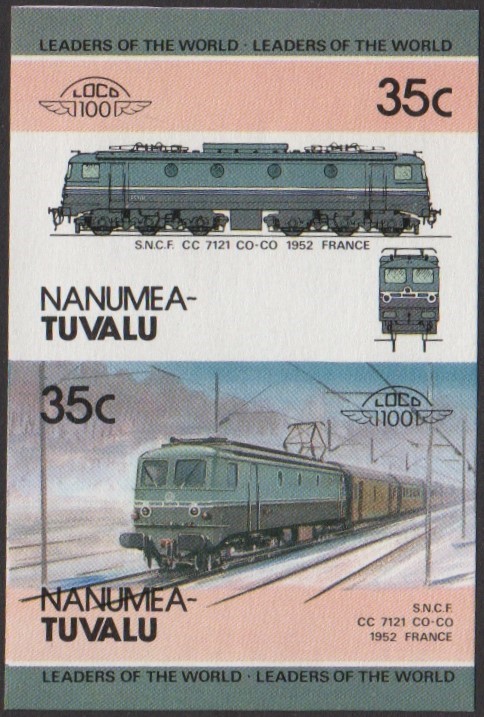 Nanumea 2nd Series 35c 1952 S.N.C.F. CC 7121 Co-Co Locomotive Stamp Final Stage Color Proof