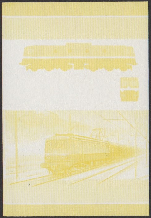 Nanumea 2nd Series 35c 1952 S.N.C.F. CC 7121 Co-Co Locomotive Stamp Yellow Stage Color Proof