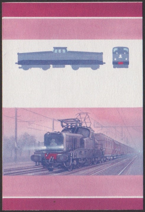 Nanumea 2nd Series 50c 1954 S.N.C.F. Class BB 1200 Bo-Bo Locomotive Stamp Blue-Red Stage Color Proof