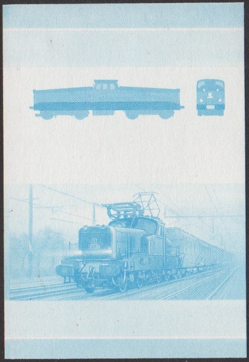Nanumea 2nd Series 50c 1954 S.N.C.F. Class BB 1200 Bo-Bo Locomotive Stamp Blue Stage Color Proof