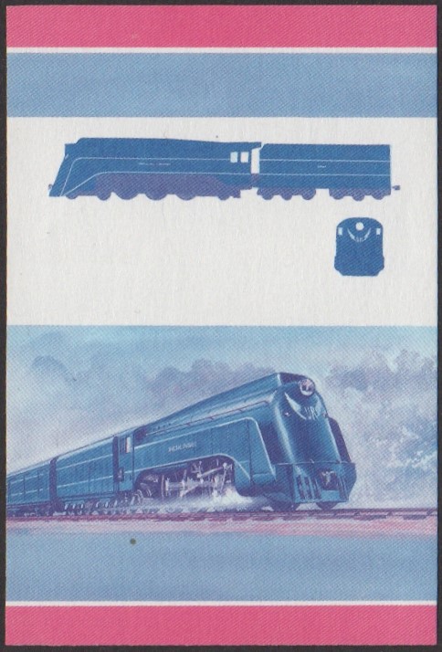 Nanumea 2nd Series 60c 1928 V.R. Class S Matthew Flinders 4-6-2 Locomotive Stamp Blue-Red Stage Color Proof