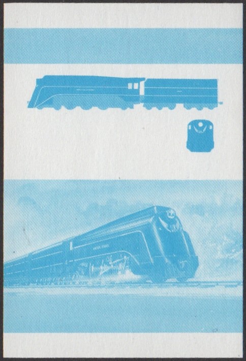Nanumea 2nd Series 60c 1928 V.R. Class S Matthew Flinders 4-6-2 Locomotive Stamp Blue Stage Color Proof