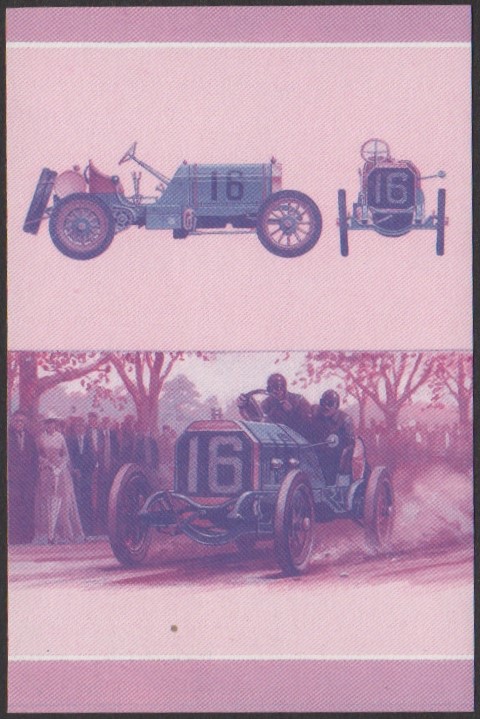 Nanumea 3rd Series $2.00 1908 Locomobile 'Old Sixteen' Automobile Stamp Blue-Red Stage Color Proof