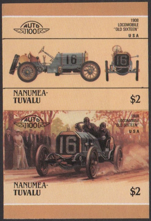 Nanumea 3rd Series $2.00 1908 Locomobile 'Old Sixteen' Automobile Stamp Final Stage Color Proof