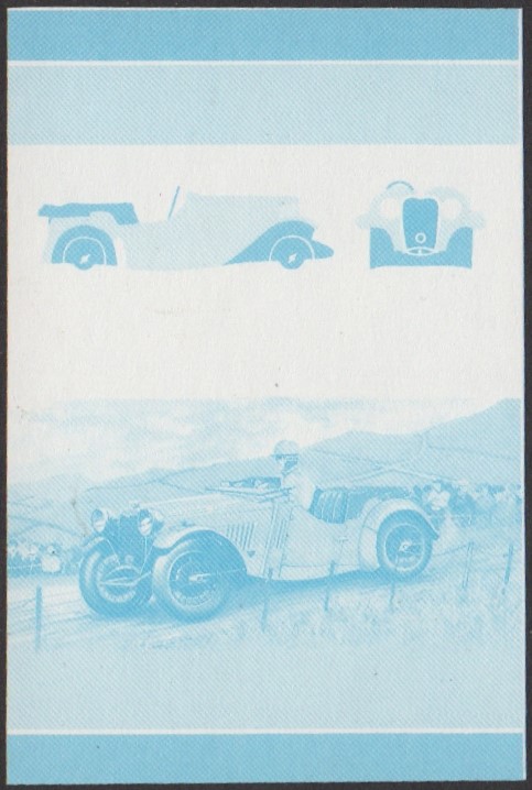 Nanumea 3rd Series 10c 1934 Singer Nine Automobile Stamp Blue Stage Color Proof