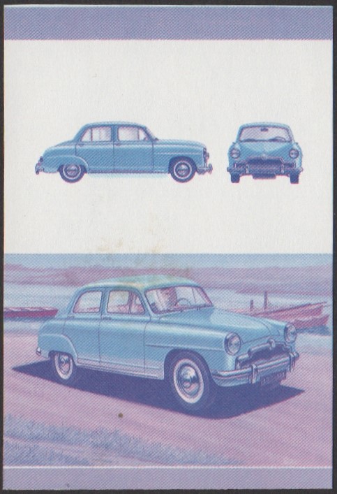 Nanumea 3rd Series 20c 1951 Simca Aronde Automobile Stamp Blue-Red Stage Color Proof