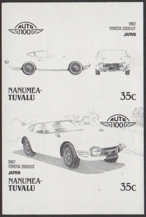 Nanumea 3rd Series 35c 1967 Toyota 2000 GT Automobile Stamp Black Stage Color Proof