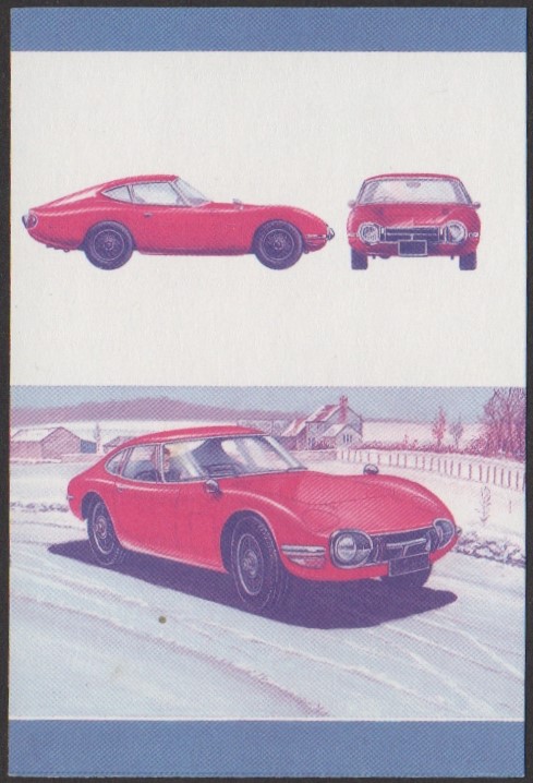 Nanumea 3rd Series 35c 1967 Toyota 2000 GT Automobile Stamp Blue-Red Stage Color Proof