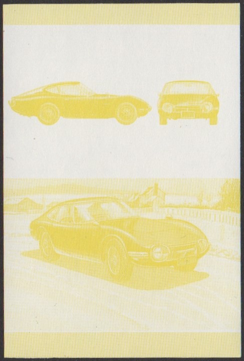 Nanumea 3rd Series 35c 1967 Toyota 2000 GT Automobile Stamp Yellow Stage Color Proof