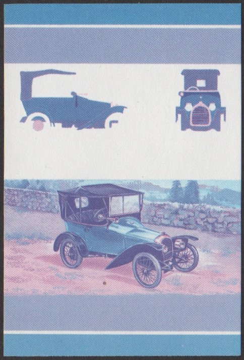 Nanumea 3rd Series 50c 1913 Peugeot Bébé Automobile Stamp Blue-Red Stage Color Proof