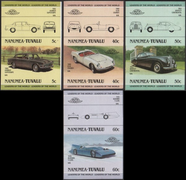 1985 Nanumea Leaders of the World, Automobiles (1st series) Imperforate Stamps