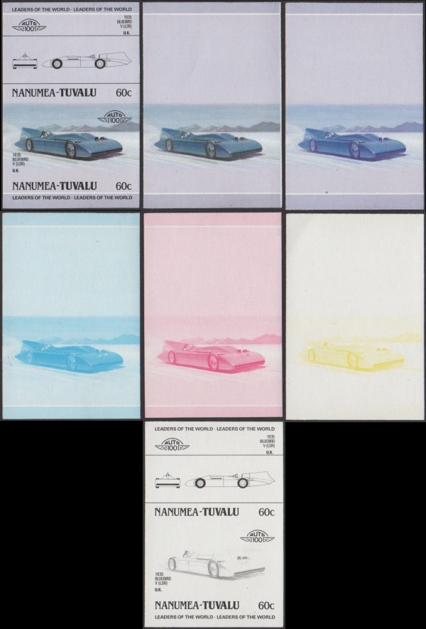 1985 Nanumea Leaders of the World, Automobiles (1st series) Progressive Color Proofs
