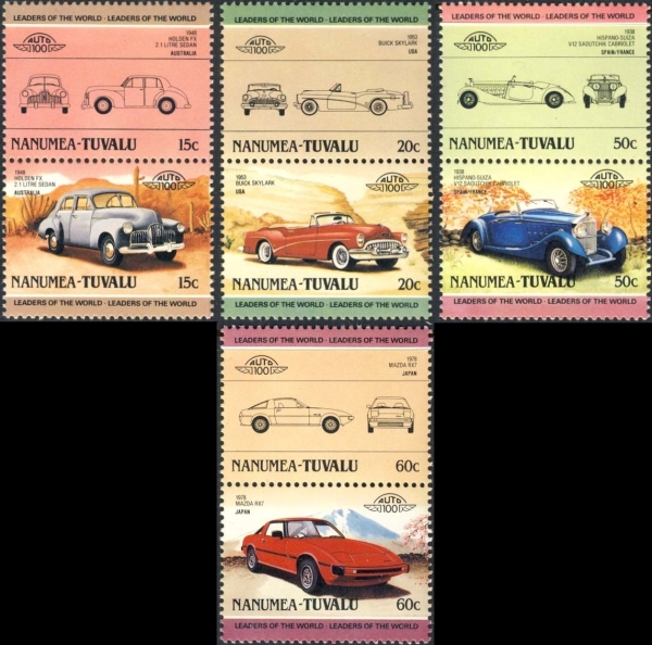 1985 Nanumea Leaders of the World, Automobiles (2nd series) Stamps