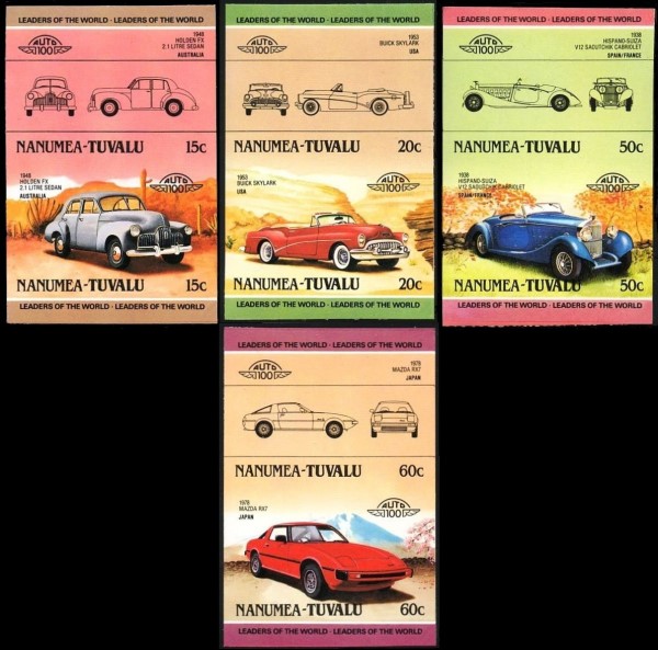 1985 Nanumea Leaders of the World, Automobiles (2nd series) Imperforate Stamps