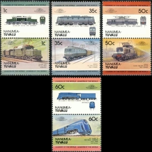 1985 Nanumea Leaders of the World, Locomotives (2nd series) Stamps