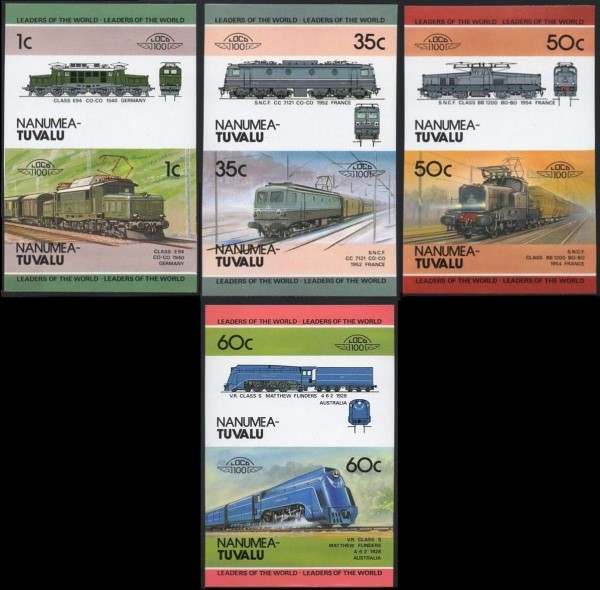 1985 Nanumea Leaders of the World, Locomotives (2nd series) Imperforate Stamps