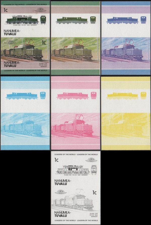 1985 Nanumea Leaders of the World, Locomotives (2nd series) Progressive Color Proofs