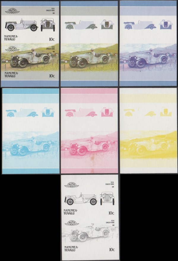 1986 Nanumea Leaders of the World, Automobiles (3rd series) Progressive Color Proofs