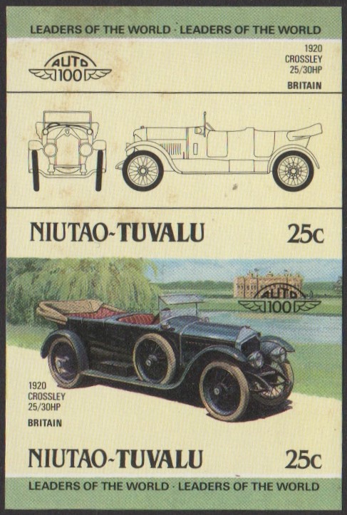 Niutao 2nd Series 25c 1920 Crossley 25/30HP Automobile Stamp Final Stage Color Proof