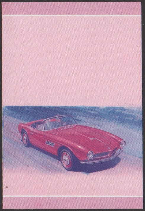 Niutao 2nd Series 40c 1958 BMW 507 Cabriolet Automobile Stamp Blue-Red Stage Color Proof