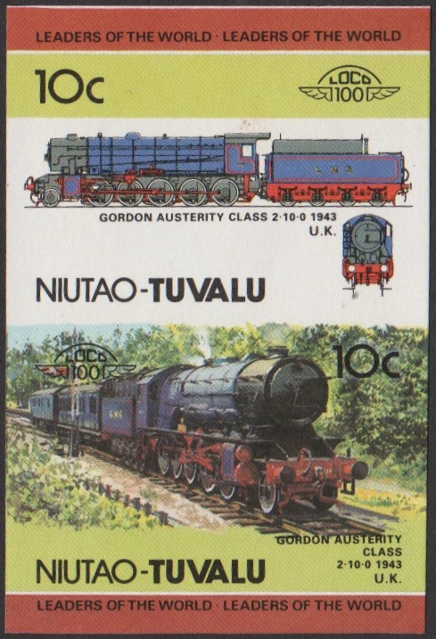 Niutao 2nd Series 10c 1943 Gordon Austerity Class 2-10-0 Locomotive Stamp Final Stage Color Proof