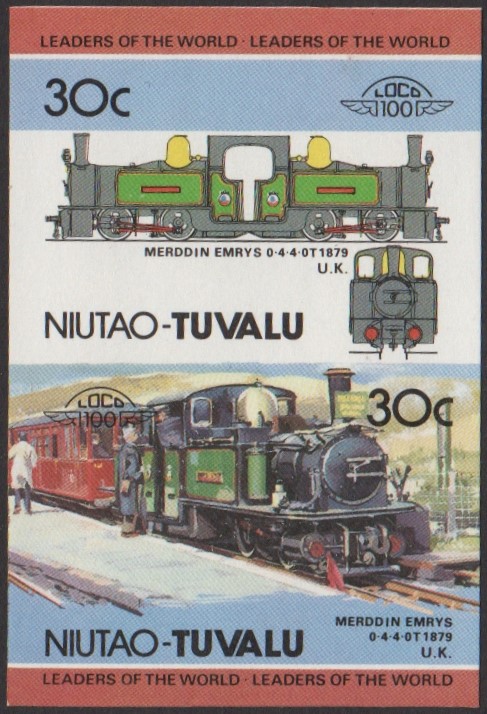 Niutao 2nd Series 30c 1879 Merddin Emrys 0-4-4-0T Locomotive Stamp Final Stage Color Proof