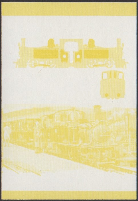 Niutao 2nd Series 30c 1879 Merddin Emrys 0-4-4-0T Locomotive Stamp Yellow Stage Color Proof