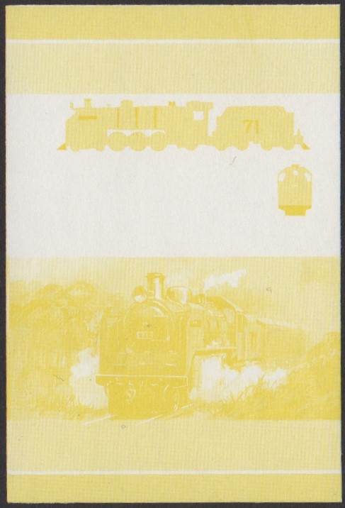 Niutao 2nd Series 60c 1938 F.M.S.R. Class O 4-6-2 Locomotive Stamp Yellow Stage Color Proof