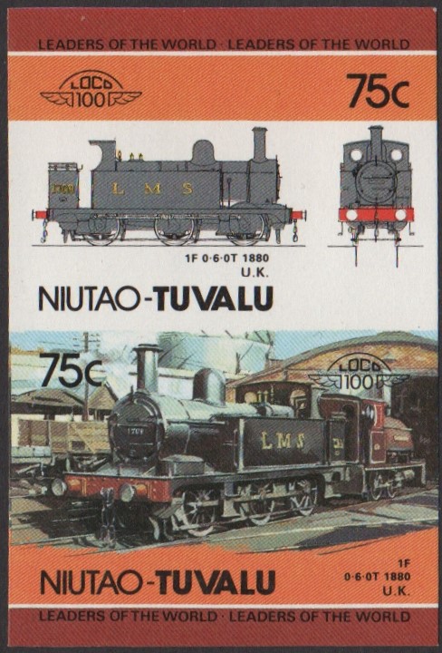 Niutao 2nd Series 75c 1880 1F 0-6-0T Locomotive Stamp Final Stage Color Proof