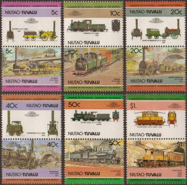 1984 Niutao Leaders of the World, Locomotives (1st series) Stamps