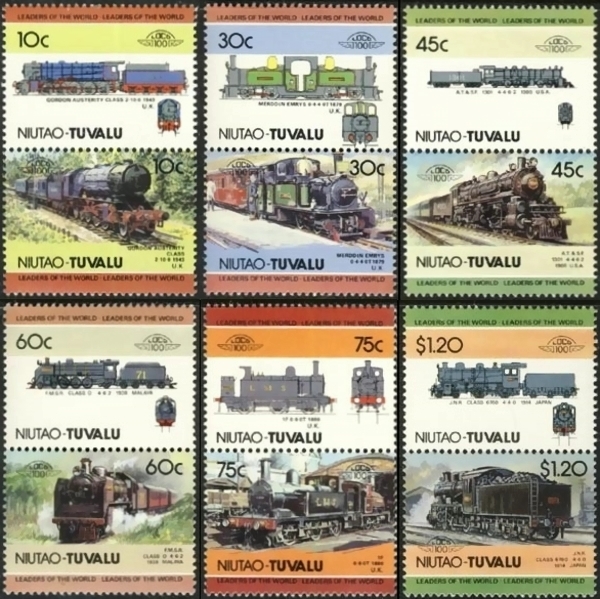 1985 Niutao Leaders of the World, Locomotives (2nd series) Stamps