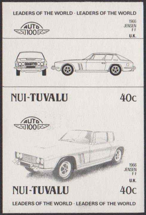 Nui 1st Series 40c 1966 Jenson FF Automobile Stamp Black Stage Color Proof