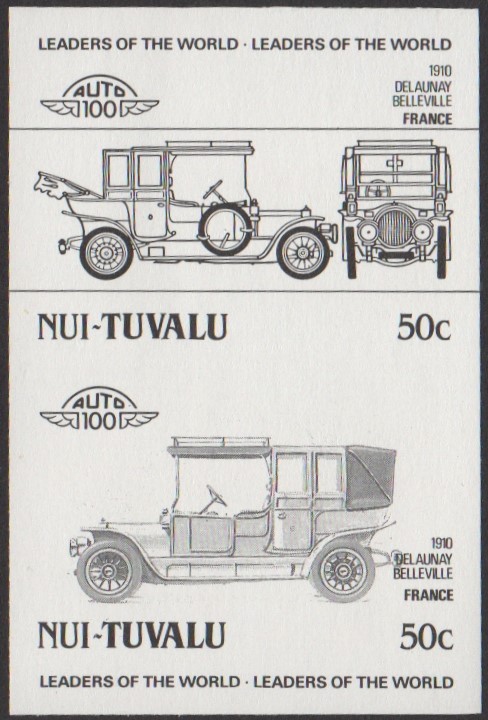 Nui 1st Series 50c 1910 Delaunay Belleville Automobile Stamp Black Stage Color Proof