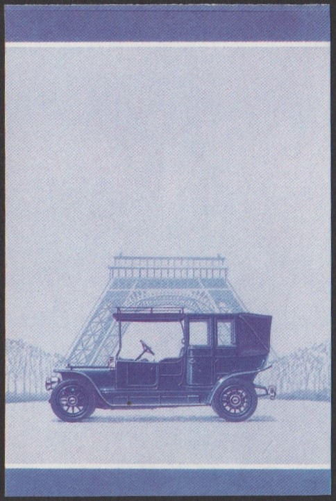 Nui 1st Series 50c 1910 Delaunay Belleville Automobile Stamp Blue-Red Stage Color Proof
