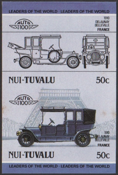 Nui 1st Series 50c 1910 Delaunay Belleville Automobile Stamp Final Stage Color Proof