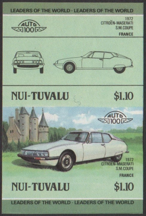 Nui 2nd Series $1.10 1972 Citroën-Maserati S.M. Coupe Automobile Stamp Final Stage Color Proof