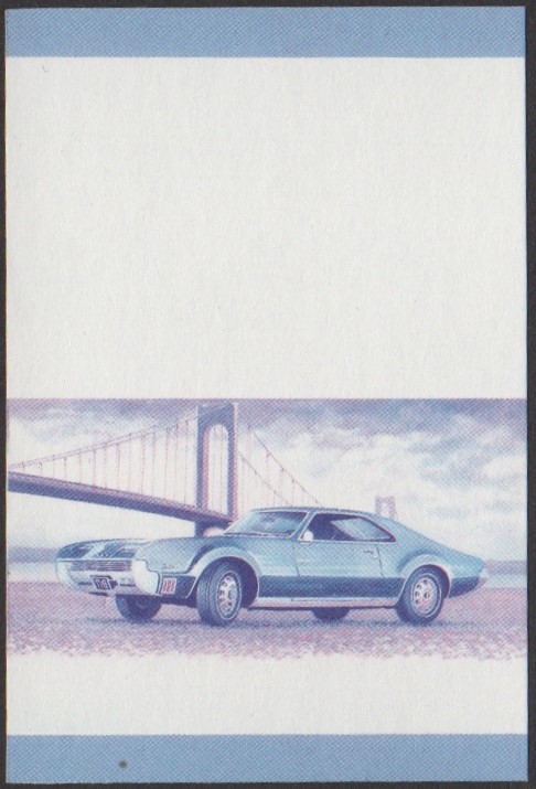 Nui 2nd Series 15c 1966 Oldsmobile Toronado Automobile Stamp Blue-Red Stage Color Proof
