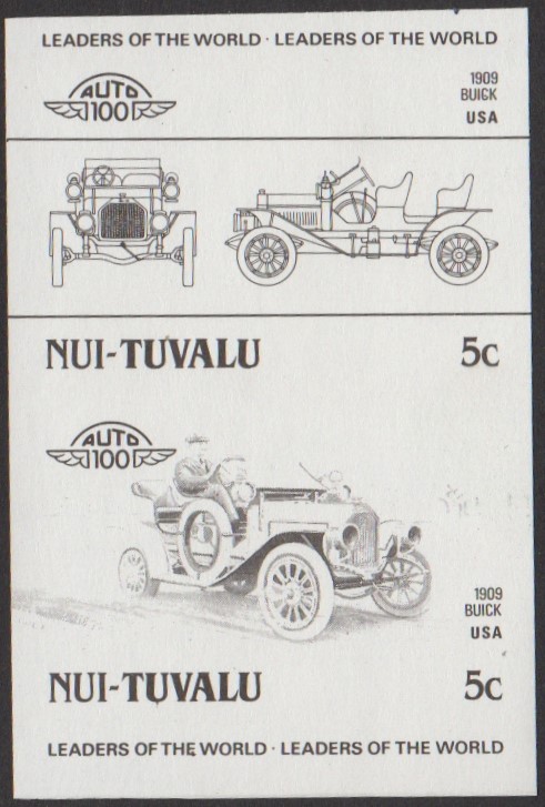 Nui 2nd Series 5c 1909 Buick Automobile Stamp Black Stage Color Proof