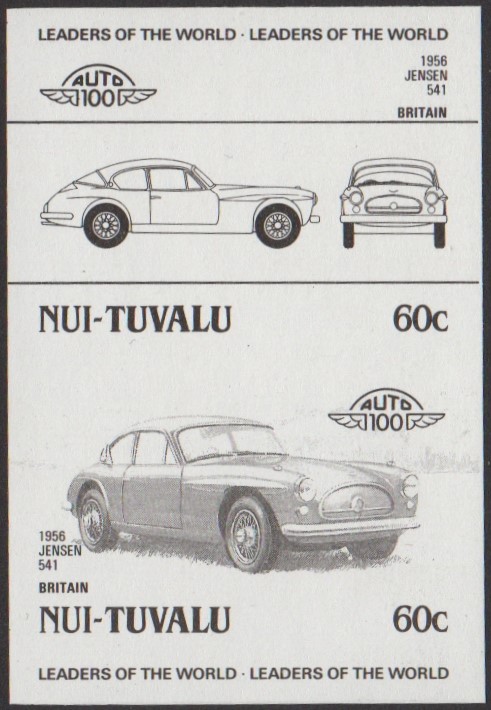 Nui 2nd Series 60c 1956 Jensen 541 Automobile Stamp Black Stage Color Proof