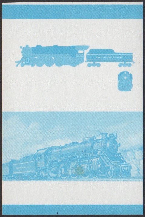 Nui 2nd Series $1.00 1927 B&O President Class 4-6-2 Locomotive Stamp Blue Stage Color Proof